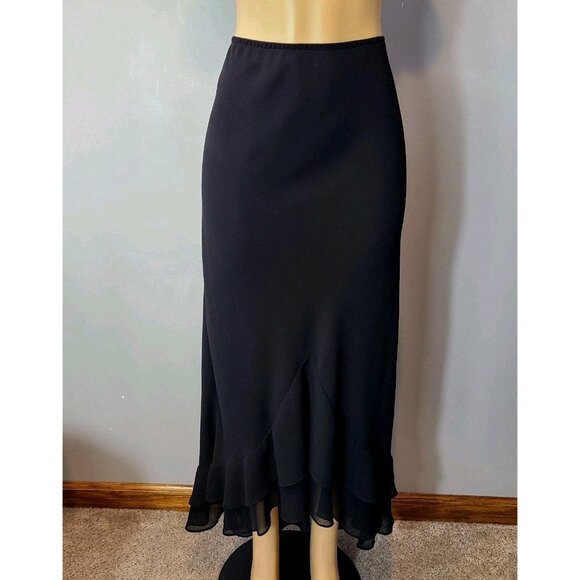 Vintage Whimsigoth Tiered Ruffle Hem Maxi Skirt Size 14W Black Dark Fairy Y2K - Picture 1 of 7